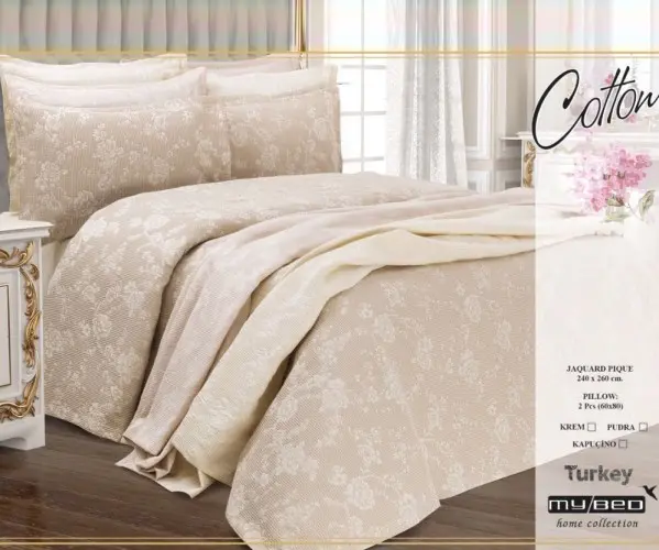 Жаккардовое Покрывало 240x260 см с 2-мя Наволочками 60x80 см Delux Seri - My Bed Оптом Турция Жаккардовое Покрывало 240x260 см с 2-мя Наволочками 60x80 см Delux Seri - My Bed Оптом Турция