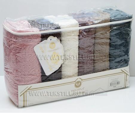 Махровые Лицевые Полотенца 50x90 см. 6 шт/уп. Lux Cotton E818 Pilumunus - PHILIPPUS Оптом Турция