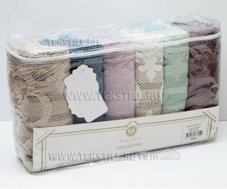 Махровые Лицевые Полотенца 50x90 см. 6 шт/уп. Lux Cotton E851 SVETA - PHILIPPUS Оптом Турция