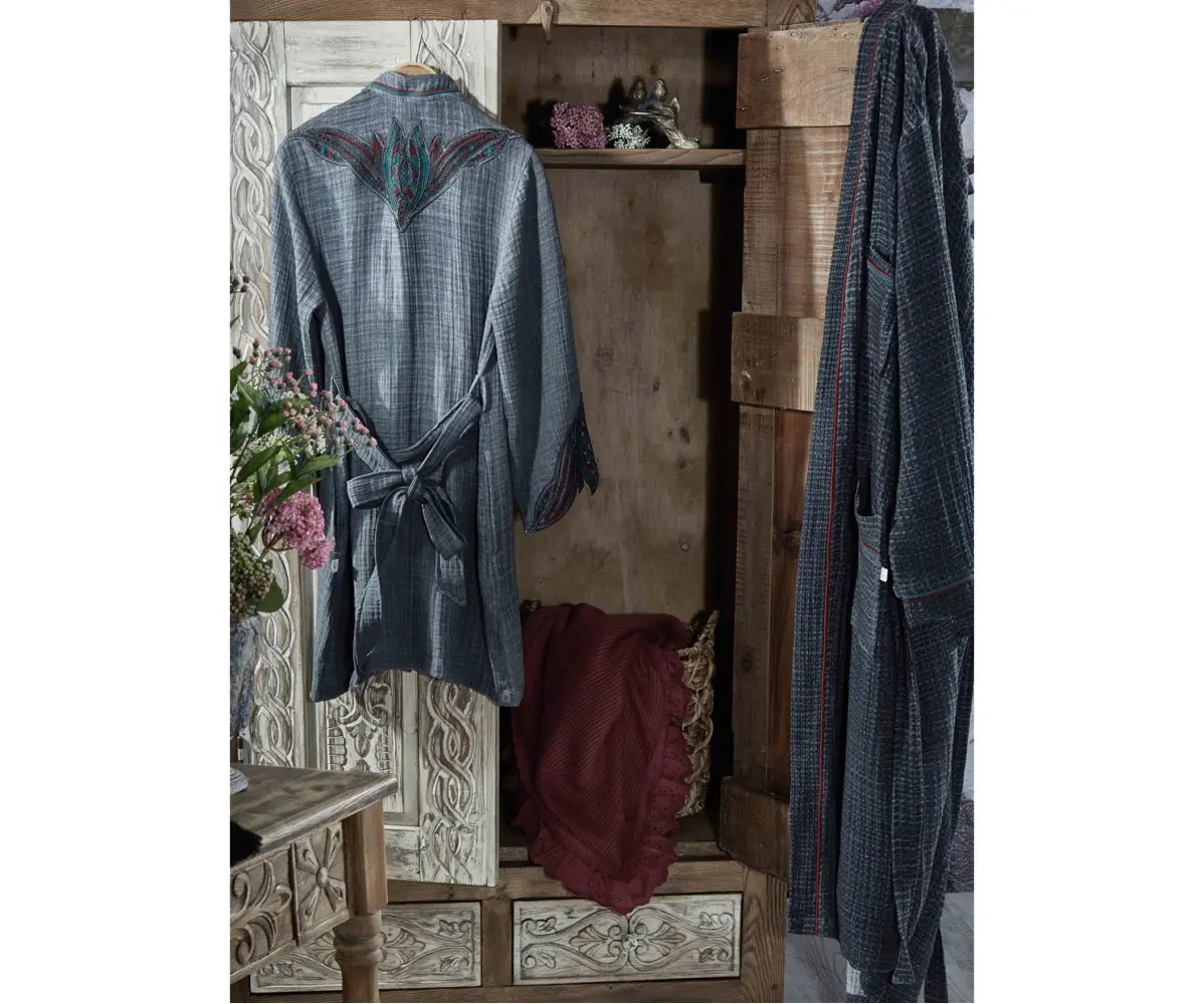 Халатик Женский (L) Lavida Antrasit Bayan Sabahlık Large - EcoCotton Халатик Женский (L) Lavida Antrasit Bayan Sabahlık Large - EcoCotton