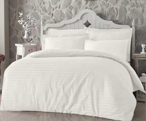 1 сп. Комплект Постельного Белья в Полоску Cotton Saten Ekru - Altınbaşak Оптом Турция 1 сп. Комплект Постельного Белья в Полоску Cotton Saten Ekru - Altınbaşak Оптом Турция