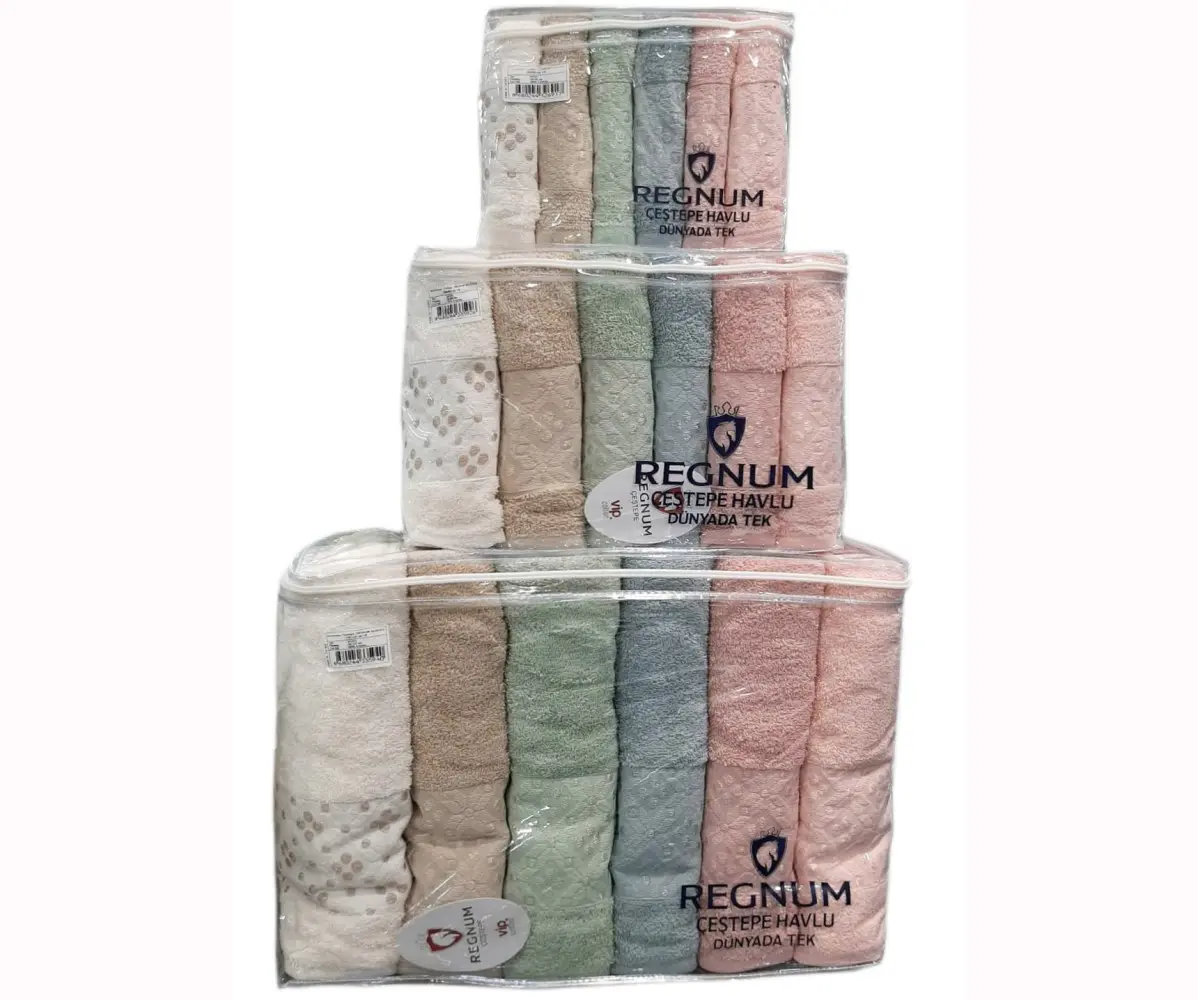 Махровые Полотенца 30x50 + 50x90 + 70x140 см по 6 шт/уп - Regnum Çeştepe Махровые Полотенца 30x50 + 50x90 + 70x140 см по 6 шт/уп - Regnum Çeştepe