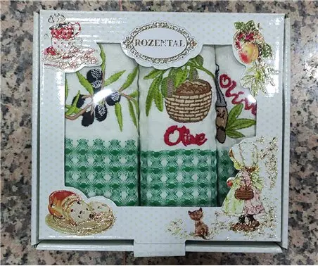 35x50 см 3 шт/уп. Вафельные Кухонные Полотенца Салфетки Olive - ByTem Оптом Турция
