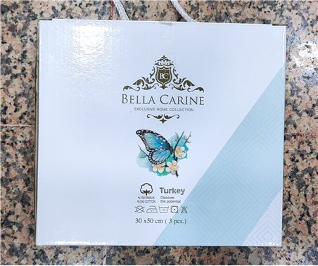 30x50 см 3 шт/уп Махровые Полотенца с Вышивкой Kelebek Bella Carine - ByTem Оптом Турция