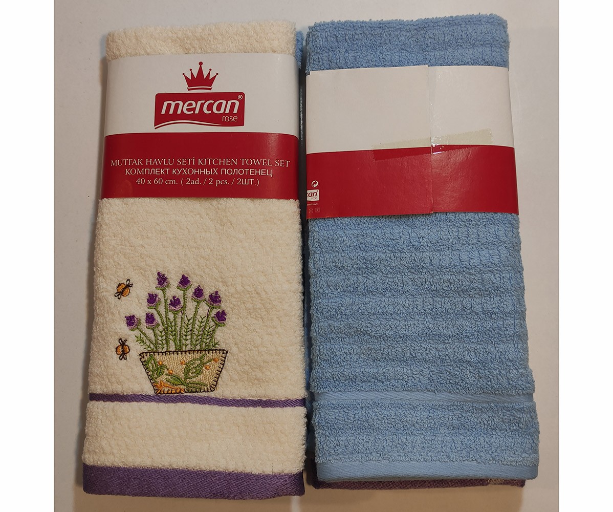 Махровые Кухонные Полотенца с Вышивкой 40x60 см 2 шт/уп - Mercan