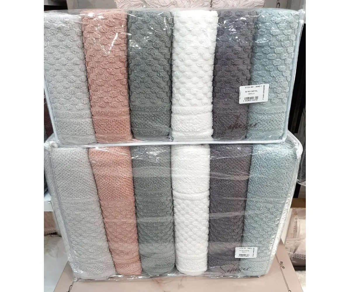 Махровые Жаккардовые Люкс Полотенца 50x90 + 70x140 см по 6 шт/уп - ŞAHESER lüx jakarlı havlu serisi (cotton) Махровые Жаккардовые Люкс Полотенца 50x90 + 70x140 см по 6 шт/уп - ŞAHESER lüx jakarlı havlu serisi (cotton)