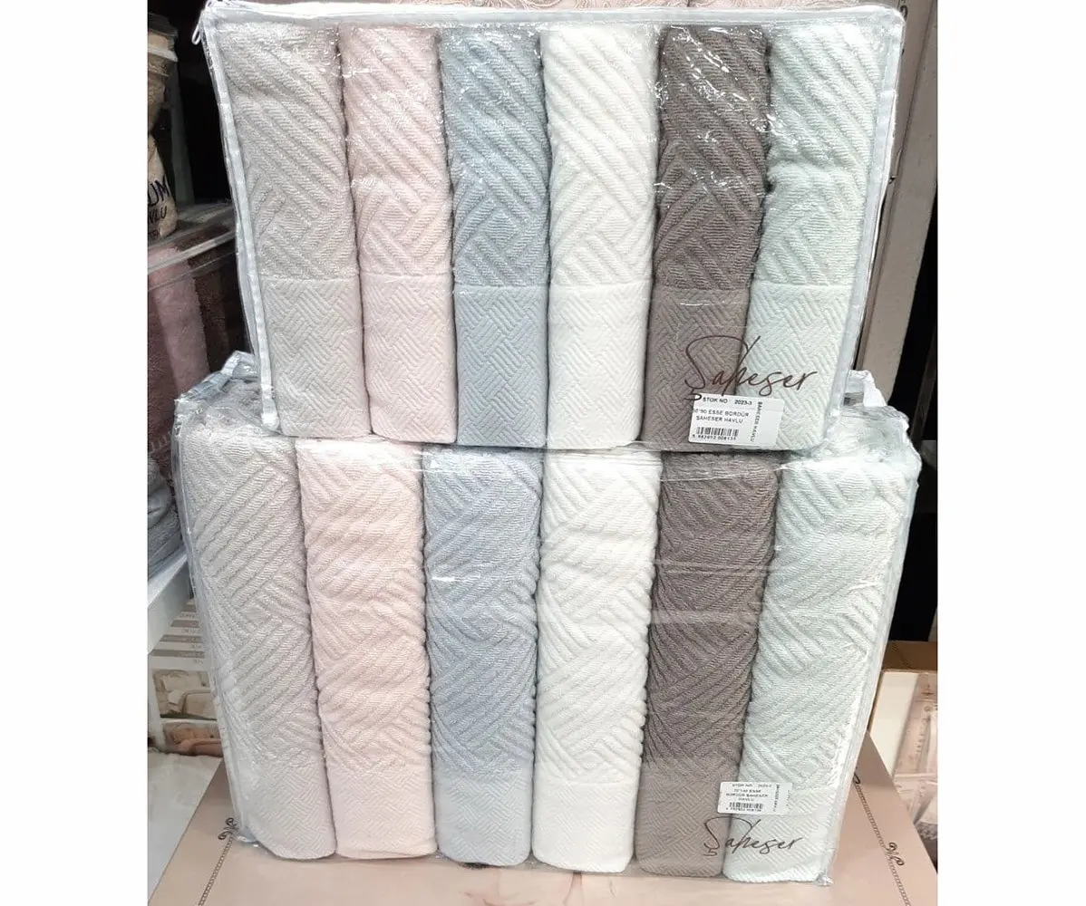 Махровые Жаккардовые Люкс Полотенца 50x90 + 70x140 см по 6 шт/уп - ŞAHESER lüx jakarlı havlu serisi (cotton) Махровые Жаккардовые Люкс Полотенца 50x90 + 70x140 см по 6 шт/уп - ŞAHESER lüx jakarlı havlu serisi (cotton)