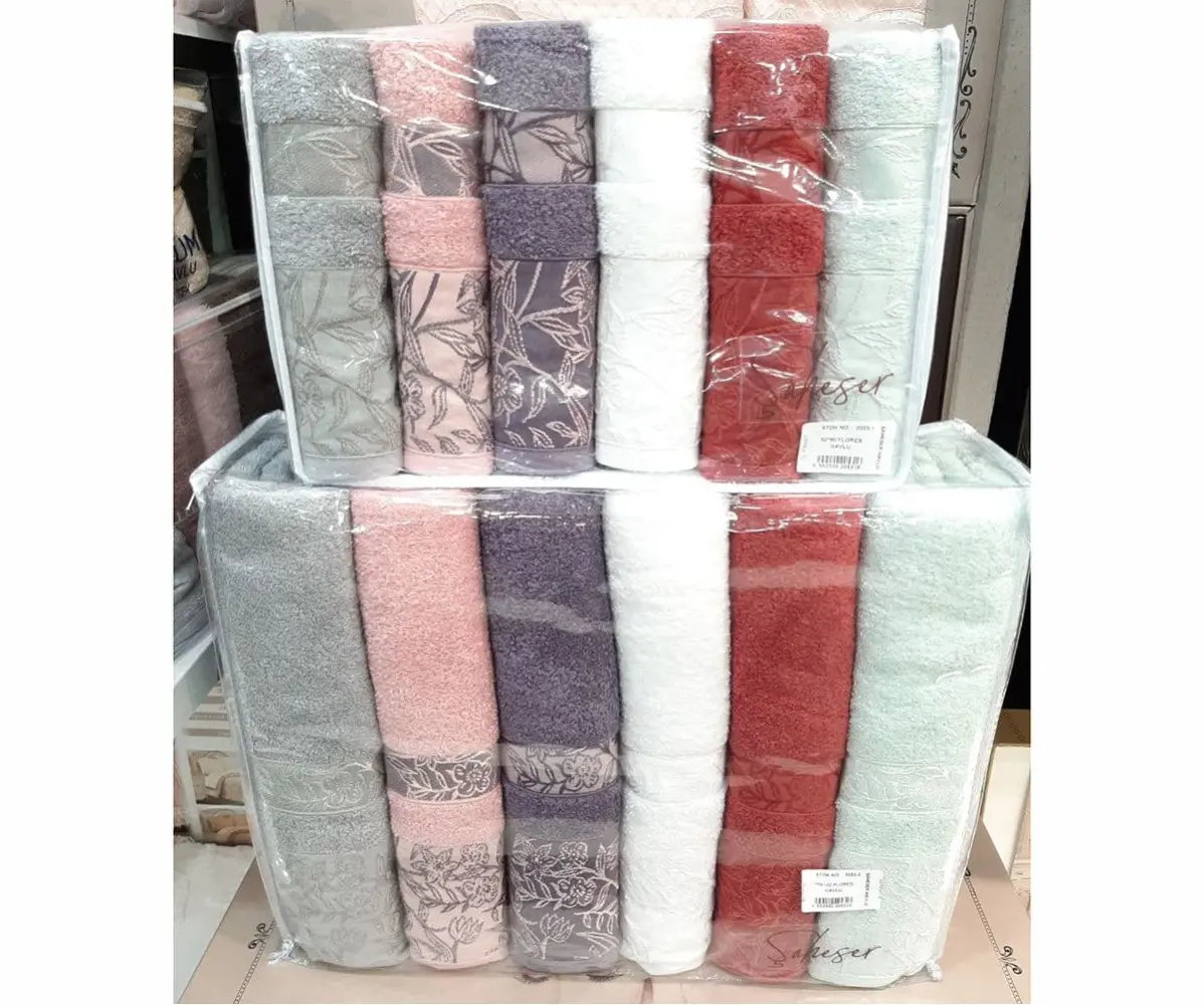 Махровые Полотенца 50x90 + 70x140 см по 6 шт/уп - ŞAHESER havlu serisi (cotton) Махровые Полотенца 50x90 + 70x140 см по 6 шт/уп - ŞAHESER havlu serisi (cotton)