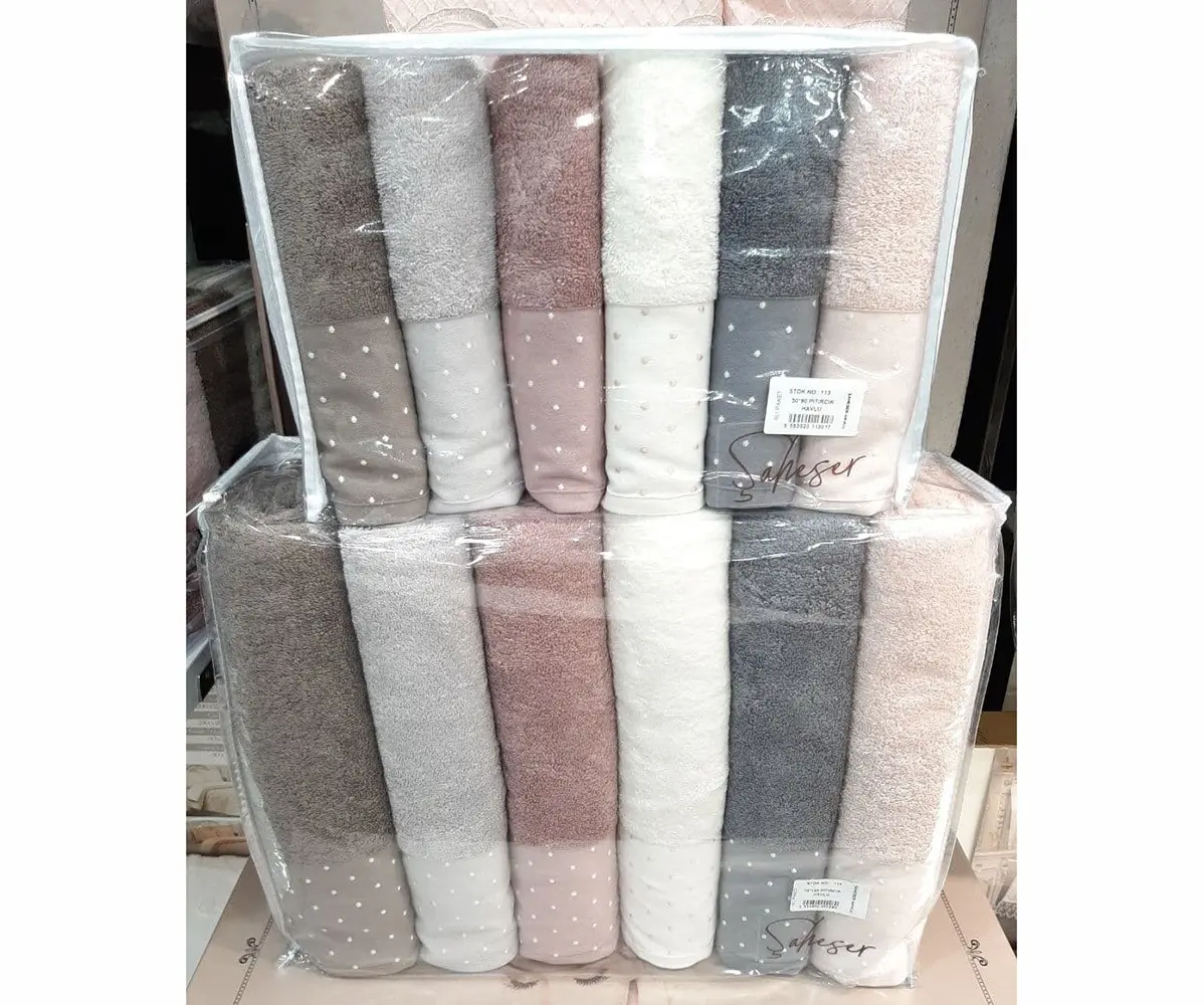Махровые Полотенца 50x90 + 70x140 см по 6 шт/уп - ŞAHESER havlu serisi (cotton) Махровые Полотенца 50x90 + 70x140 см по 6 шт/уп - ŞAHESER havlu serisi (cotton)
