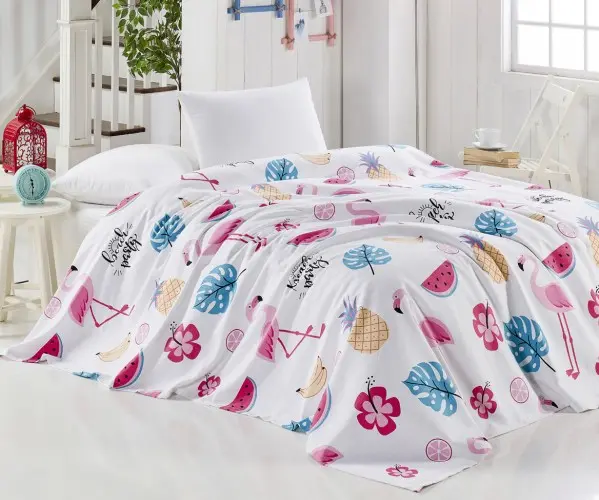 ✅2 сп. Покрывало 200x230 см Doğal Pike Baskılı Battal 220x230cm Kokteyl Beyaz Оптом Турция Фабрика ✅Текстиль для Дома Оптом Турц