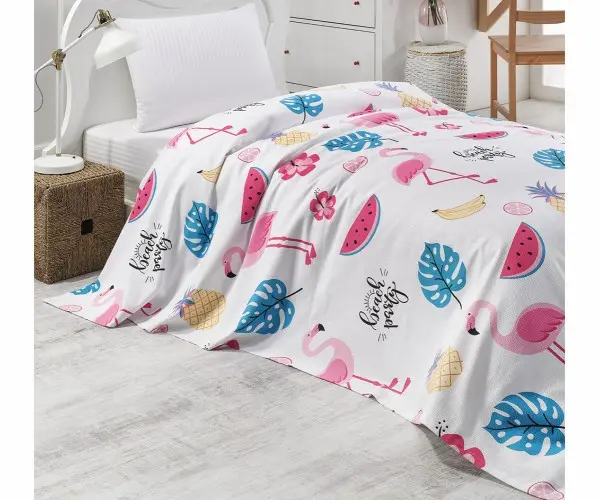 ✅1 сп. Покрывало 140x230 см Doğal Pike Baskılı Kids 140x230cm Kokteyl Beyaz Оптом Турция Фабрика ✅Текстиль для Дома Оптом Турция