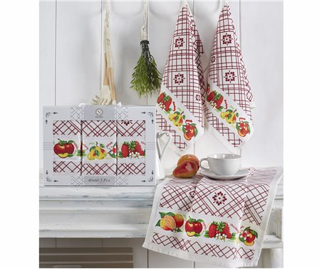 Набор Кухонных Вафельных Полотенец с Вышивками 40x60 см 3 шт/ уп Nilteks Оптом Турция