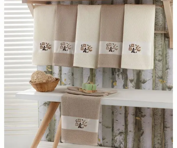 ✅Набор Кухонных Полотенец 45x70 см 12 шт/уп 12 PCS SATİN WİTH RİBBON BROWN Оптом Турция Фабрика ✅Текстиль для Дома Оптом Турция.
