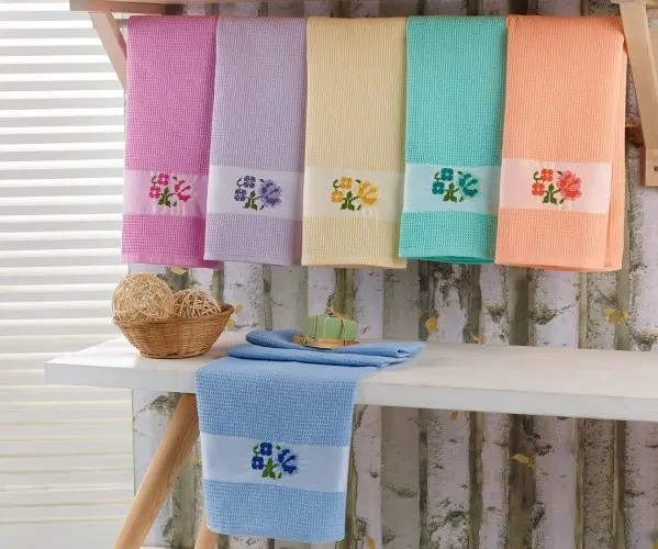 ✅Набор Кухонных Полотенец 45x70 см 12 шт/уп 12 PCS SATİN WİTH RİBBON COLORFULL Оптом Турция Фабрика ✅Текстиль для Дома Оптом Тур
