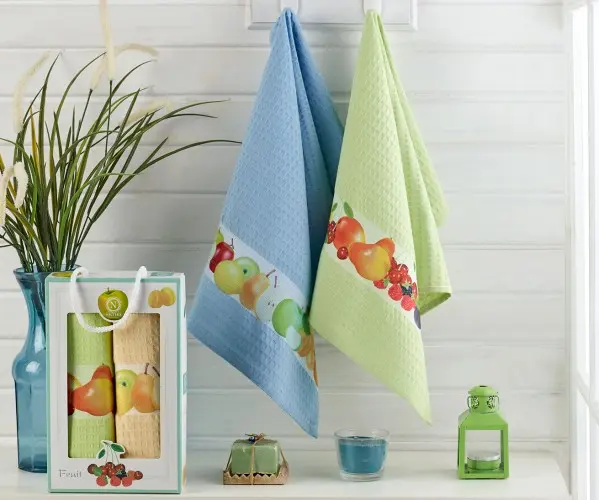 ✅Вафельные Полотенца Кухонные Салфетки 40x60 см 2 шт/уп 2 PCS LUX 3D FRUİT Оптом Турция Фабрика ✅Текстиль для Дома Оптом Турция.