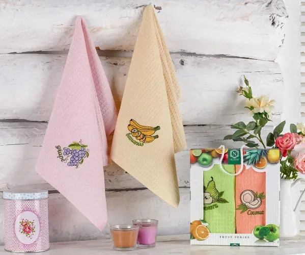 ✅Вафельные Полотенца Кухонные Салфетки 40x60 см 2 шт/уп 2 PCS LUX FRUİT Оптом Турция Фабрика ✅Текстиль для Дома Оптом Турция.