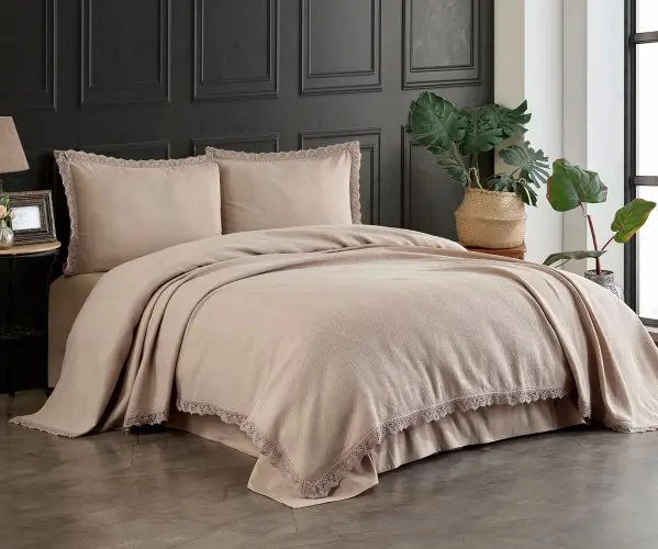 ✅Покрывало Жаккардовое 220x240 см DOCO JACGUARD BED COVER BEİGE Оптом Турция Фабрика ✅Текстиль для Дома Оптом Турция.