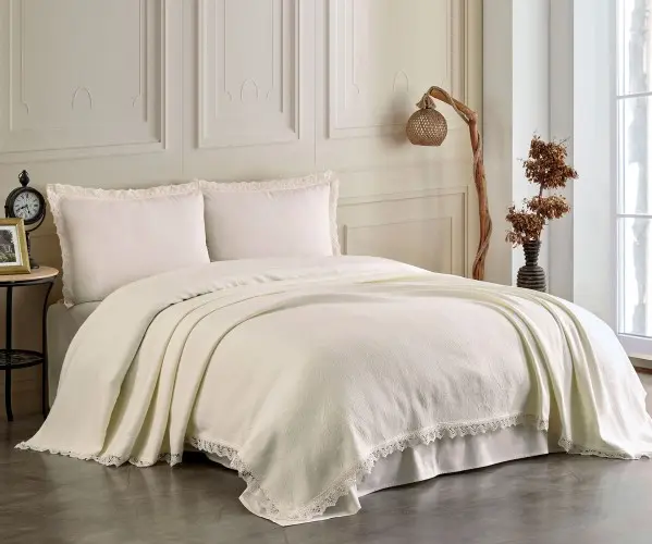 ✅Покрывало Жаккардовое 220x240 см DOCO JACGUARD BED COVER CREAM Оптом Турция Фабрика ✅Текстиль для Дома Оптом Турция.