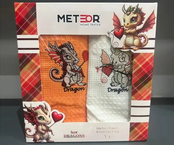 Набор Вафельных Полотенец 40x60 см. 2 шт/уп. 2 PCS LUX DRAGON BİANCE V1 Оптом Турция Набор Вафельных Полотенец 40x60 см. 2 шт/уп. 2 PCS LUX DRAGON BİANCE V1 Оптом Турция