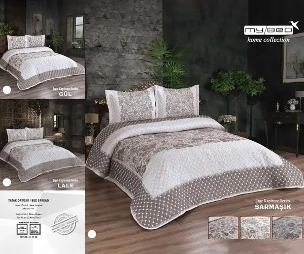 ✅Стеганое Покрывало 240x260 см с 2-мя Наволочками 60x80 см JAGE KAPİTONE SERİES SARMASIK Оптом Турция Фабрика ✅Текстиль для Дома