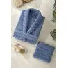 Ep-300807 Набор Халат L/XL + Полотенце 50x90см Carla İndigo Mavi Фабрика Купить Оптом Турция