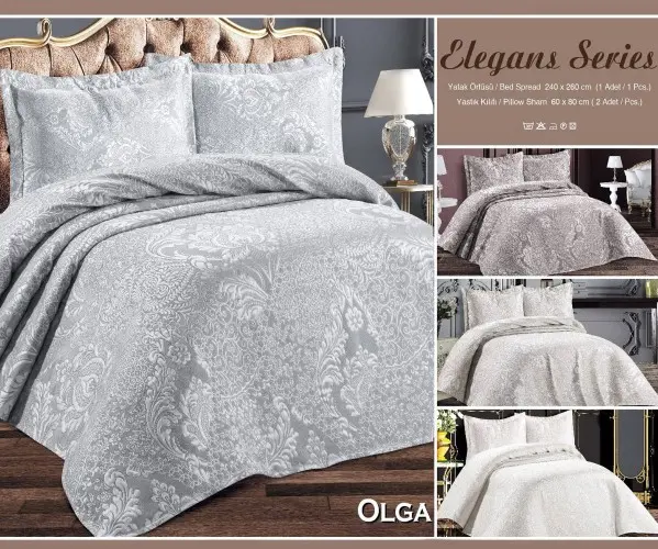 ✅Покрывало 240x260 см с 2-мя Наволочками 60x80 см Elegans Series OLGA Оптом Турция Фабрика ✅Текстиль для Дома Оптом Турция.