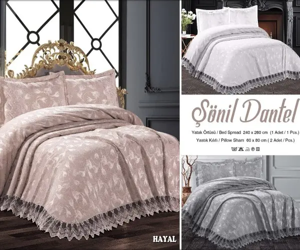 ✅Покрывало с Гипюром 240x260 см с Наволочками 2 шт 60x80 см SONIL DANTEL SERİES HAYAL Оптом Турция Фабрика ✅Текстиль для Дома Оп