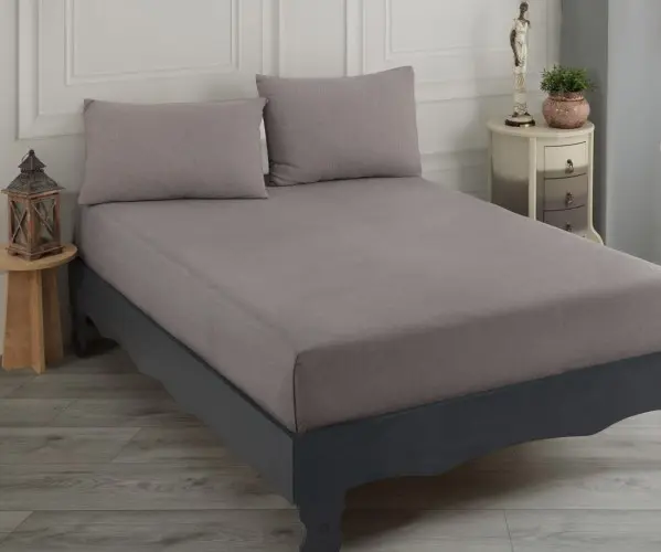 ✅2 сп. 160x200 см Простынь на Резинке с 2-мя Наволочками Road Basic Lastikli Çarşaf Seti Çift Kişilik Kahve Оптом Турция Фабрика
