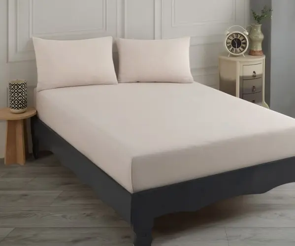 ✅1 сп. 100x200 см. Простынь на Резинке с Наволочкой Road Basic Lastikli Çarşaf Seti Tek Kişilik Bej Оптом Турция Фабрика ✅Тексти
